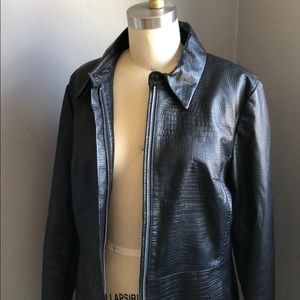 Apostrophe genuine black leather jacket